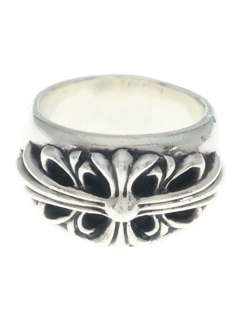 Chrome Hearts Flrl Crs Floral Cross Ring Silver
